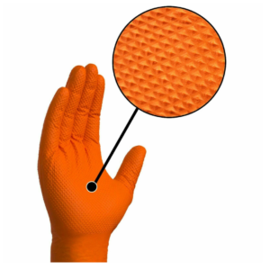 Nitrile gripper gloves, orange