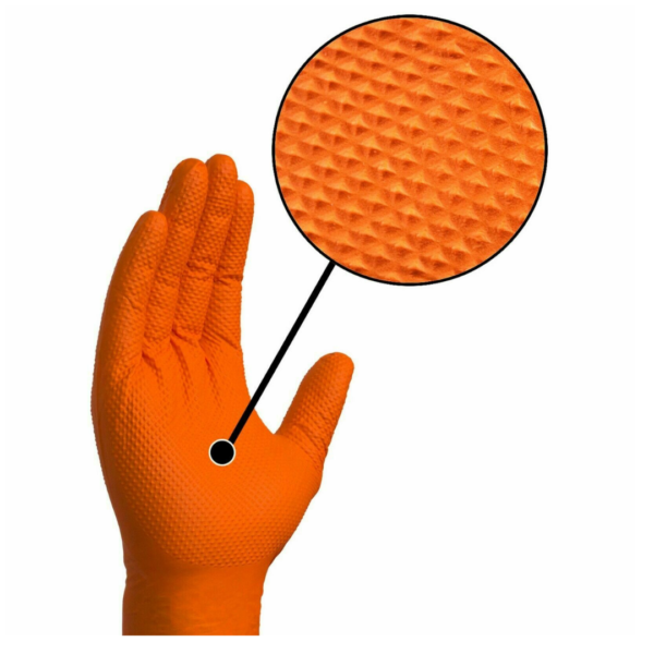 Nitrile gripper gloves, orange