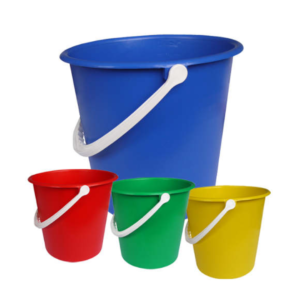 Round plastic bucket, 1L, red